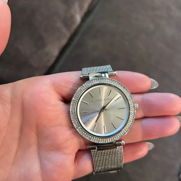 michael kors mk3367 darci silver mesh s/steel crystal pave ladies classic watch - Picture 2 of 6